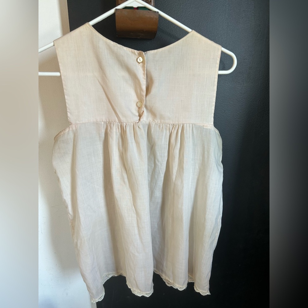 Vintage 60s/70s Boho Sheer Embroidered Lace Floral Babydoll Tanktop Size S - Picture 3 of 6